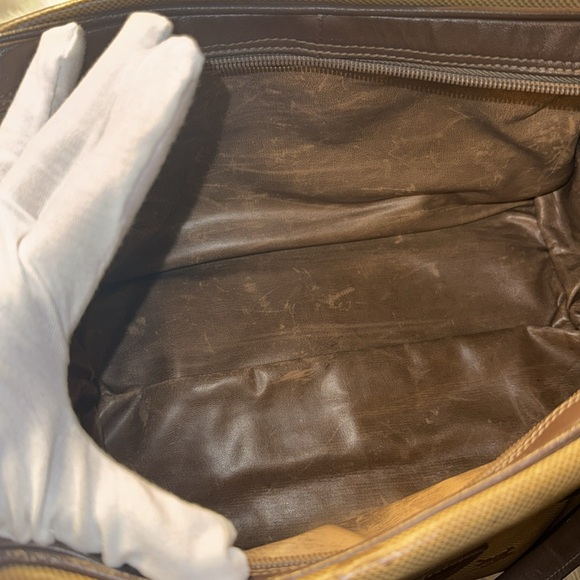 90s VTG Burberrys Boston Duffle Travel Bag Brown Leather Monogram Bag Italy Used - Picture 8 of 16